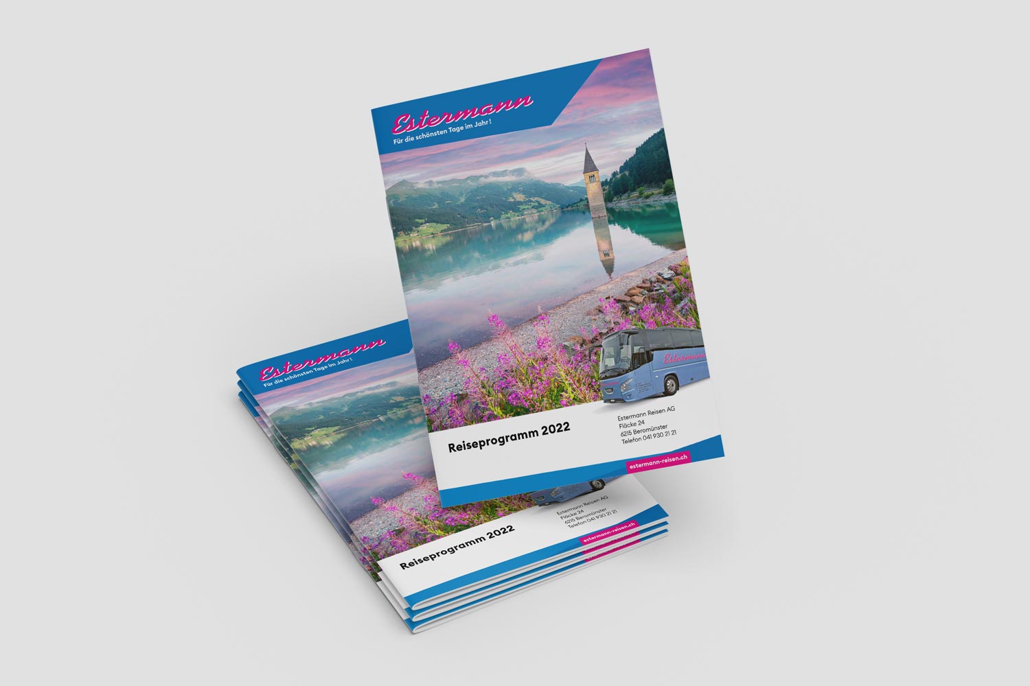 Reiseprogramm von Estermann Reisen, Katalog 2022 mit Redesign von breitengrad 47